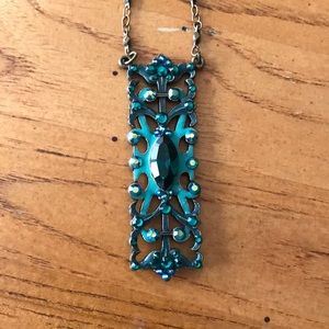 Handmade teal pendant necklace